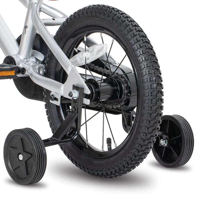JOYSTAR 12 Inch Kids Bike for 2 3 4 Years Boys Girls Gifts Bikes Unisex Child Bicycle with Training Wheels BMX Style 85% Assembledv Silver - Image 5